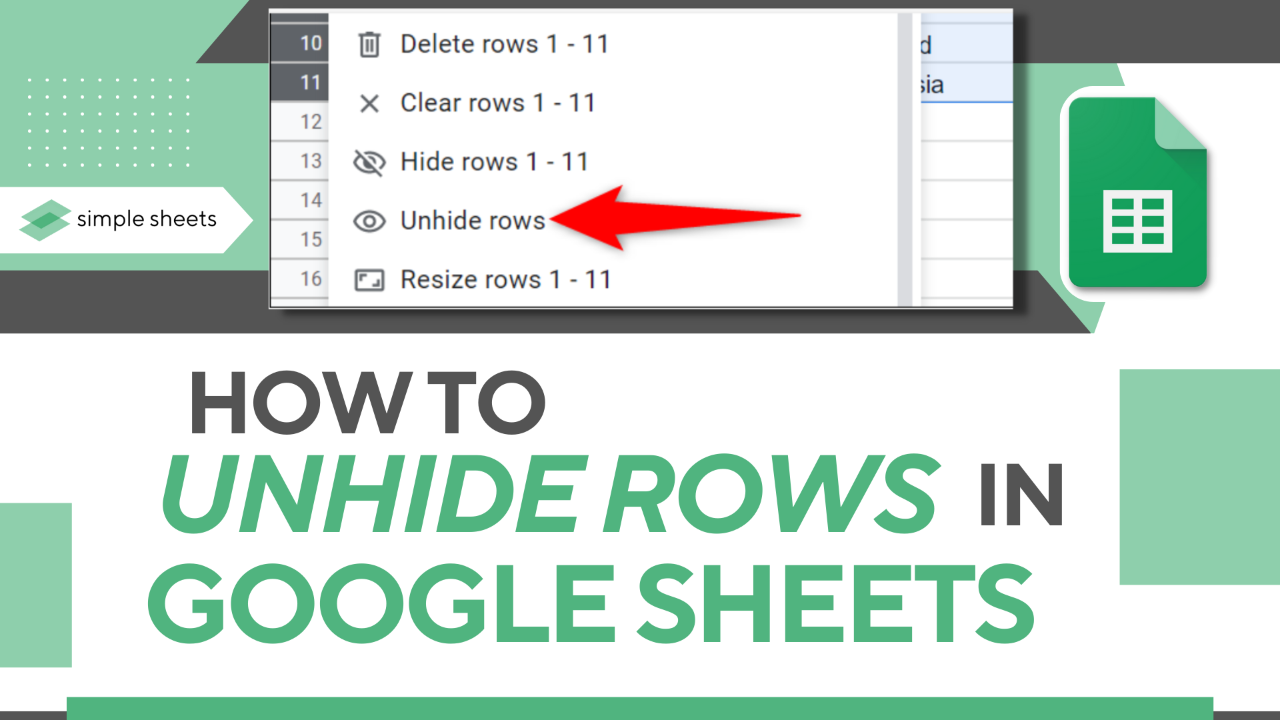 Google Sheet Unhide Rows