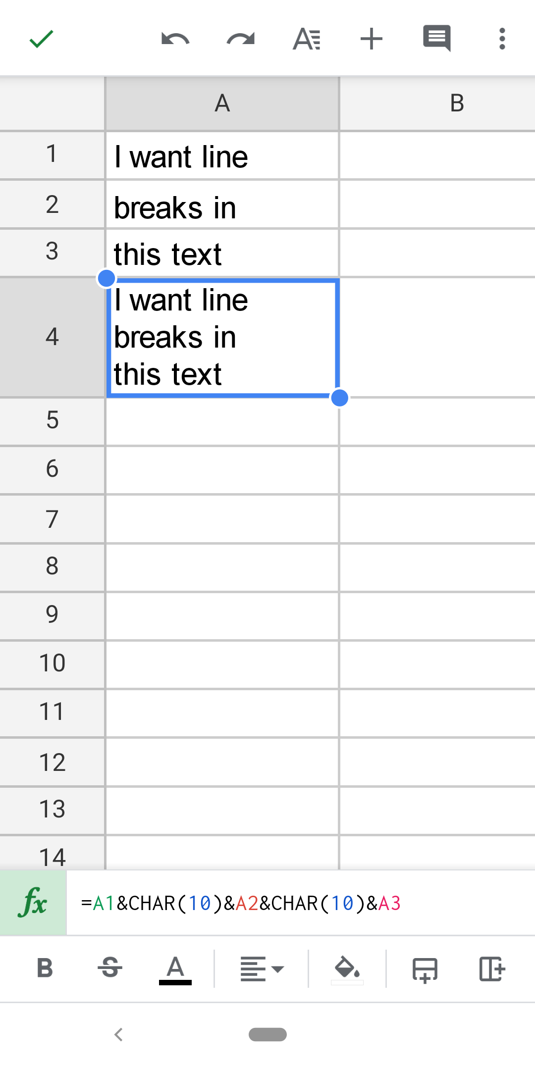 Google Sheets New Line in Cell