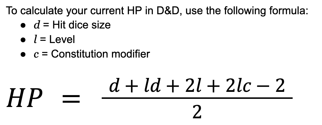 How to Calculate Hit Points 5E