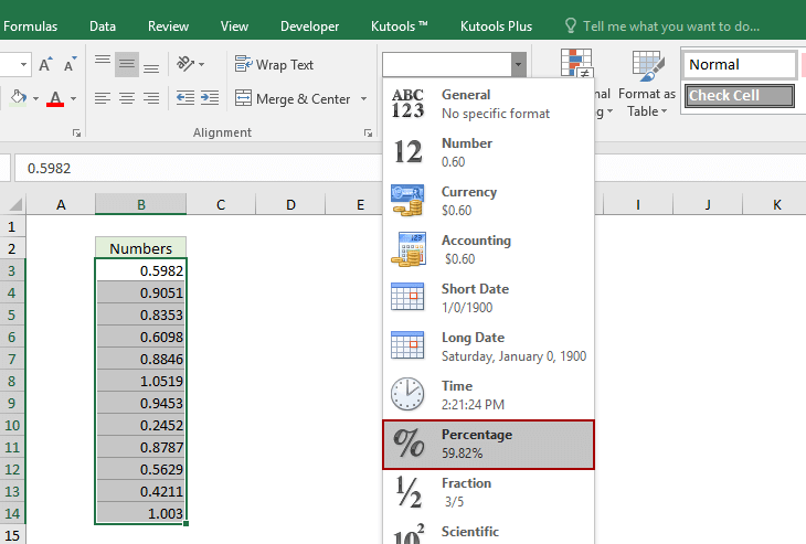 How to Change Decimal to Percent in Excel