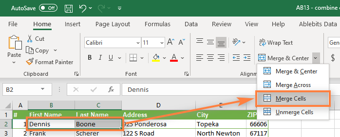 How to Combine Cells in Excel