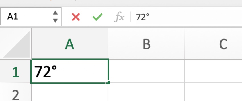 How to Insert Degree Symbol in Excel on Mac