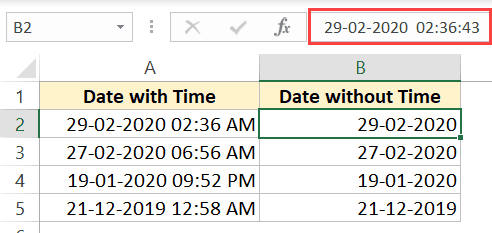 How to Remove Time from Date in Excel