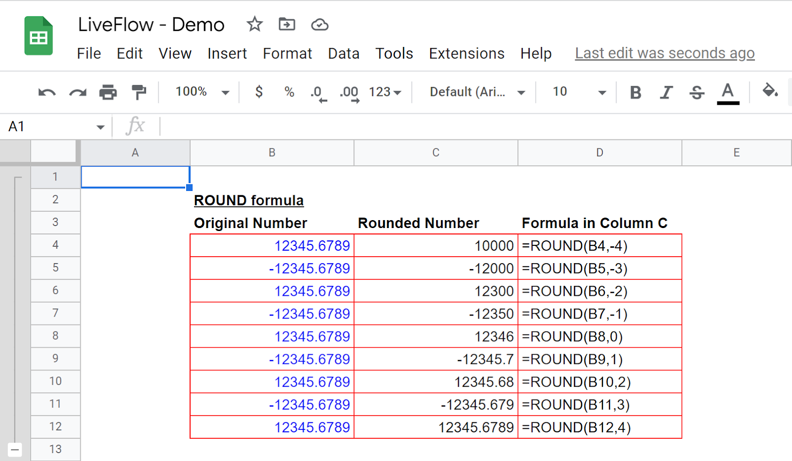 How to Round Numbers in Google Sheets