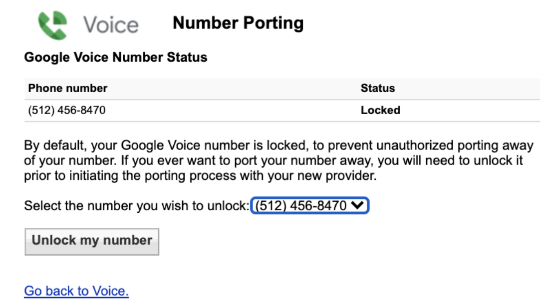 Port Number to Google Voice