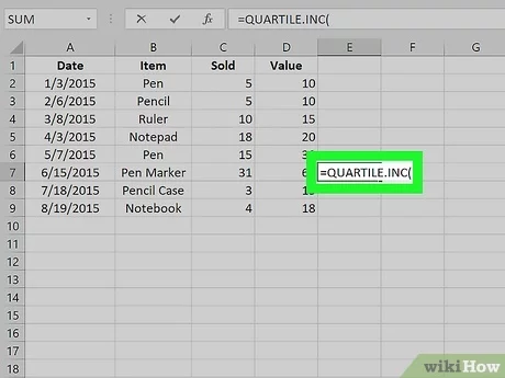 Quartiles in Excel