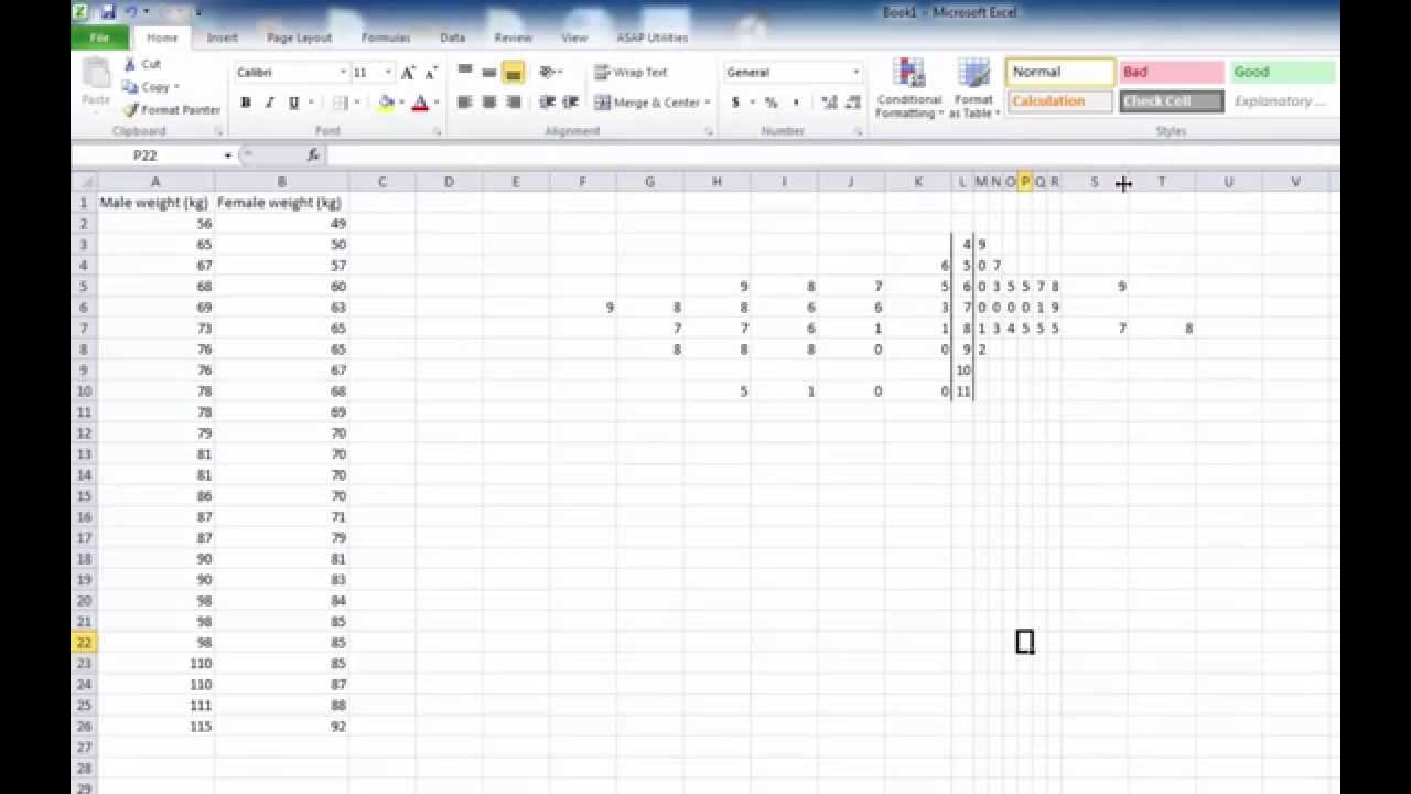Stem And Leaf Plot in Excel