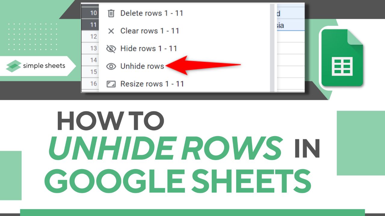 Unhide Rows in Google Sheets